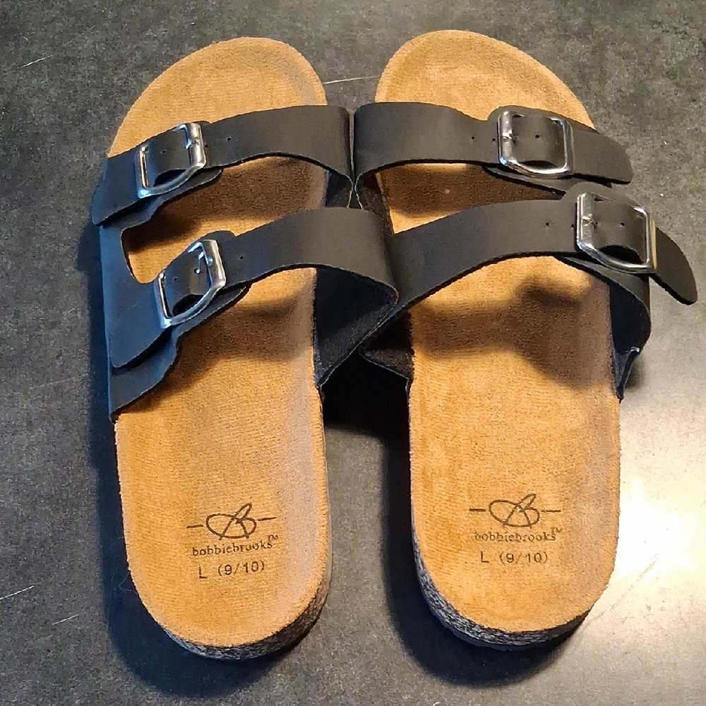 Bobbie Brooks Black Double Buckle Sandals